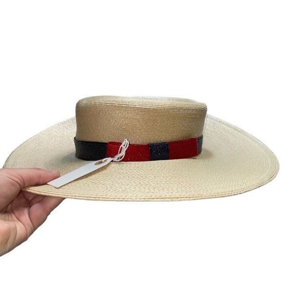 Vintage Frank Olive skimmer boater hat ICONIC patriotic July 4th election EUC